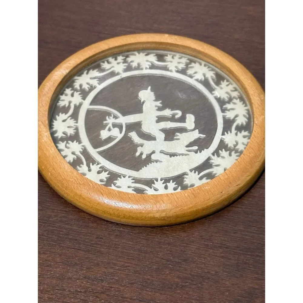 4 Wooden vintage drink coasters unique‎ mid century German design
